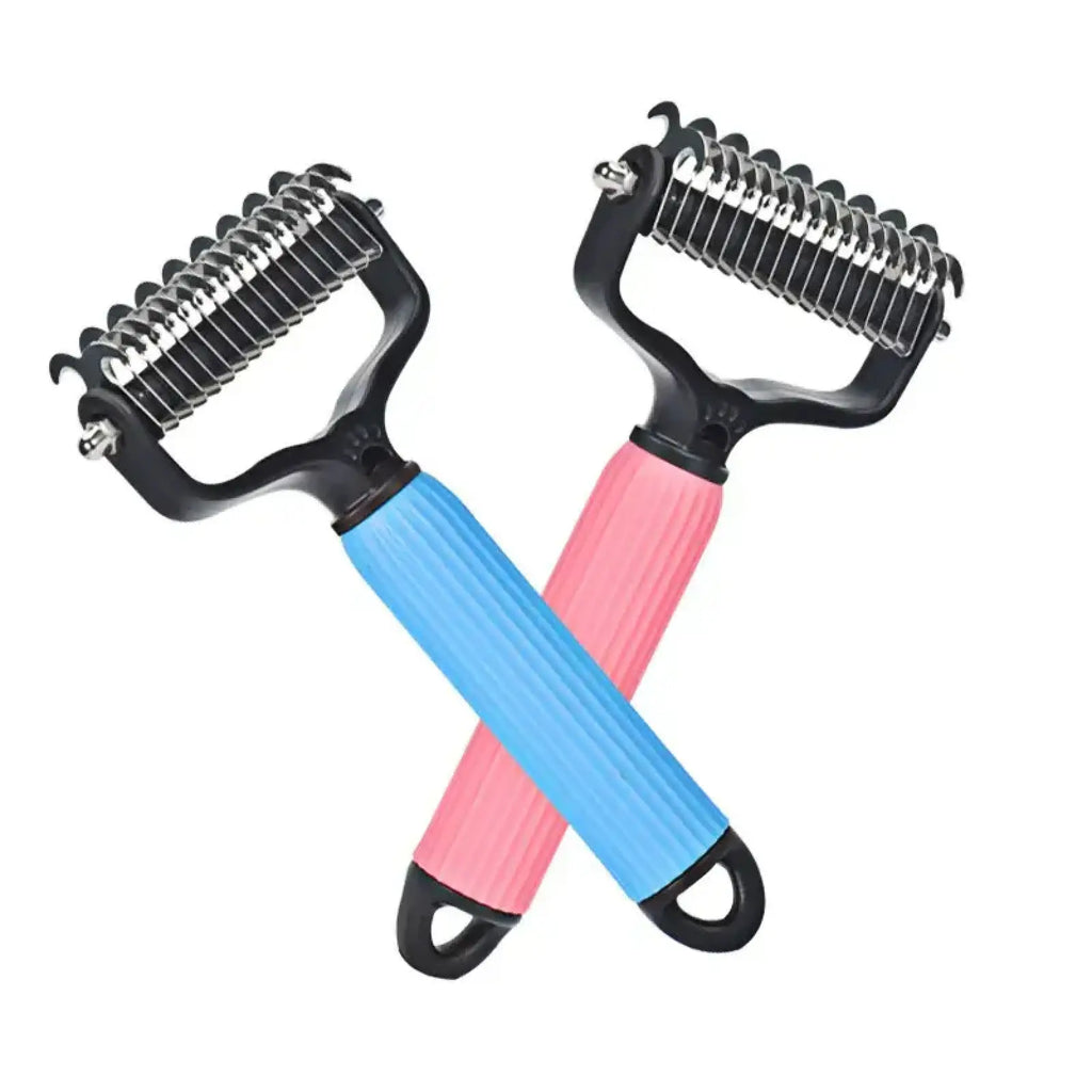 Ultimate Pet Grooming Tool: Universal Double-Sided Detangling Comb for Dogs - Stainless Steel Design for Effective Shedding and Matted Hair Removal