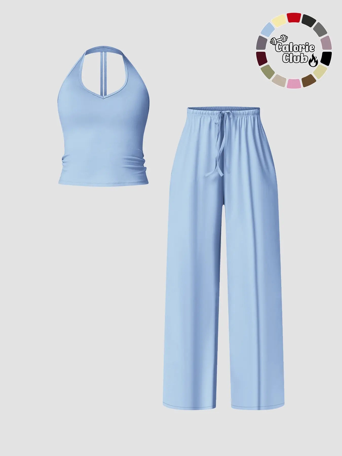 Women'S Quick-Dry Sports Tank Top, Casual High-Waisted Bell Bottoms, Comfortable Sporty, All-Season Plain Style, Sports Wear Set