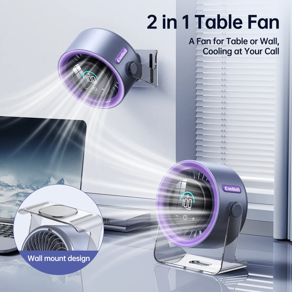Experience Ultimate Comfort with the Coolhill 100-Speed Turbo Desktop Fan – Perfect for Home, Office, and Travel!