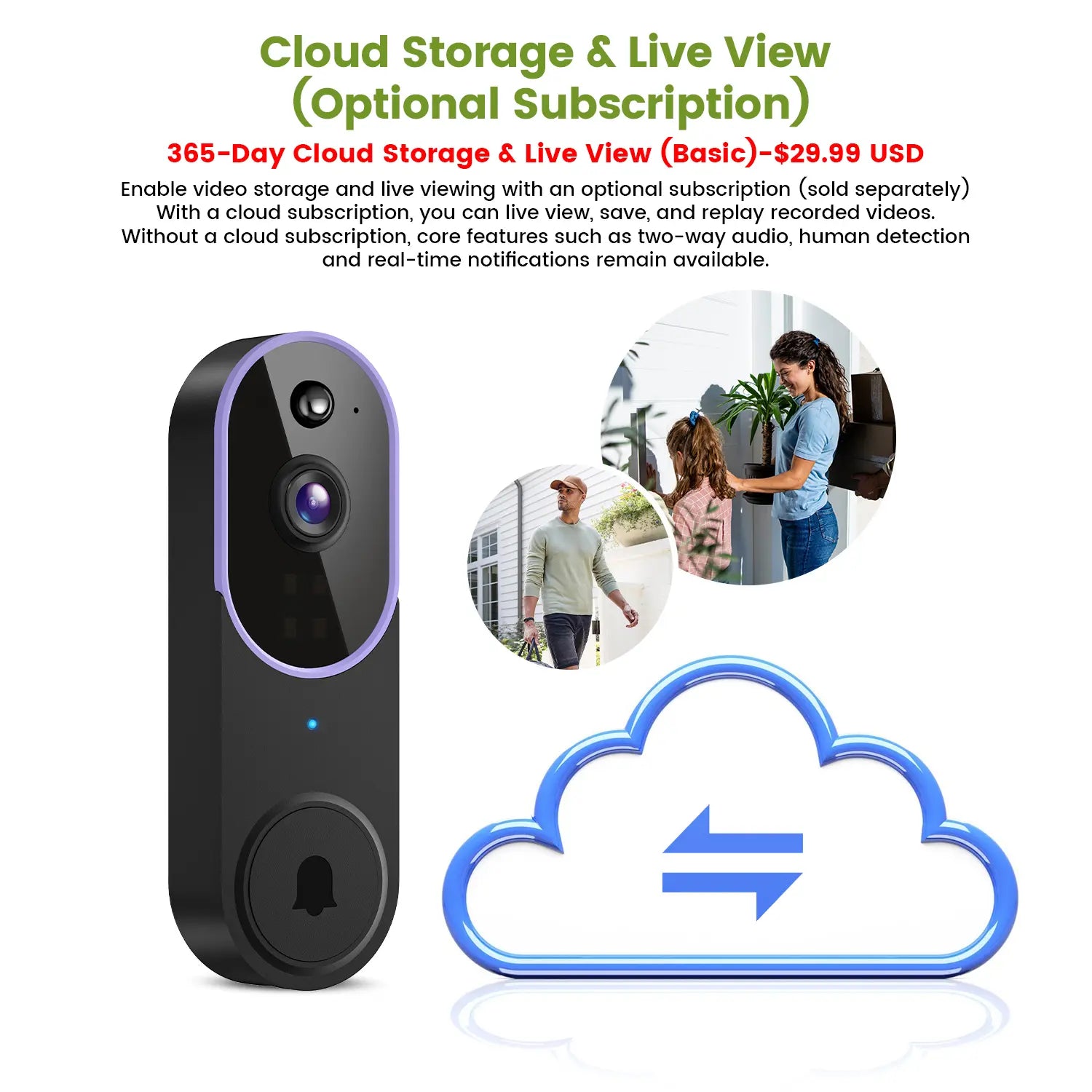 Elevate Your Home Security with Our Smart Wireless Video Doorbell Camera - 1080P HD, AI Human Detection, Night Vision, Two-Way Audio, and Easy Installation!