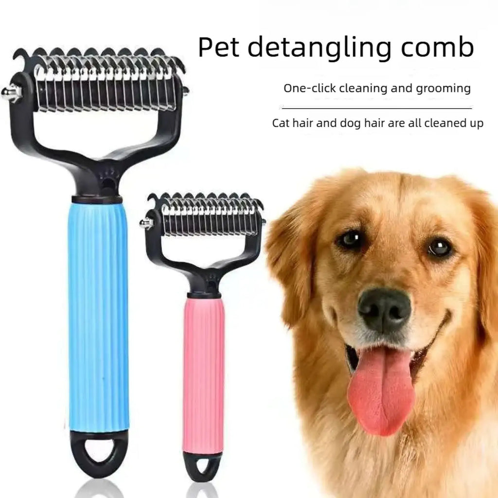 Ultimate Pet Grooming Tool: Universal Double-Sided Detangling Comb for Dogs - Stainless Steel Design for Effective Shedding and Matted Hair Removal