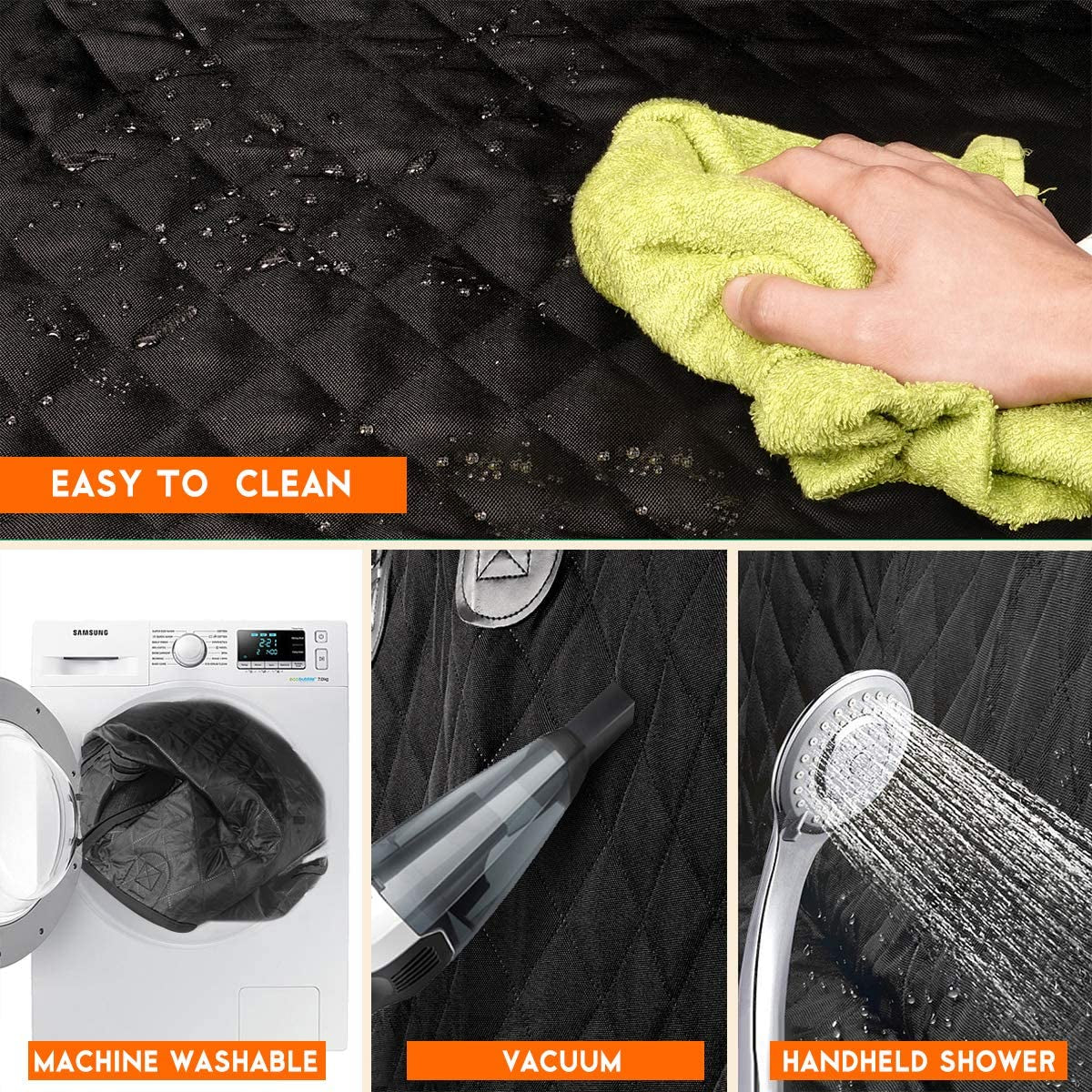 Ultimate Waterproof Dog Car Seat Cover - Non-Slip Back Seat Protector for Pets and Kids - Fits Most Cars, Trucks, and SUVs - Black
