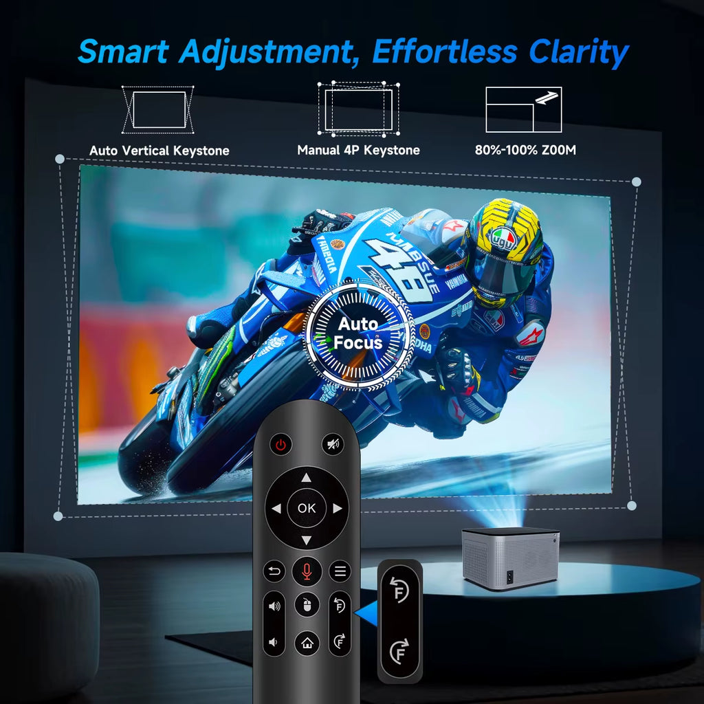 Transform Your Home Cinema Experience with the Android 11 4K Smart Projector - 580 ANSI Lumens, Full HD 1920x1080P, WiFi6 & Bluetooth 5.0, Voice Control, and Stunning Image Quality!