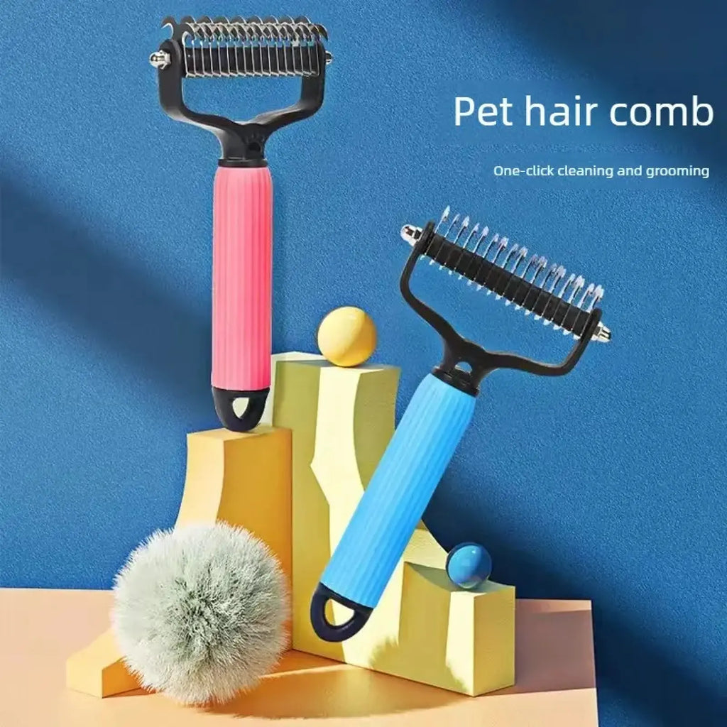Ultimate Pet Grooming Tool: Universal Double-Sided Detangling Comb for Dogs - Stainless Steel Design for Effective Shedding and Matted Hair Removal
