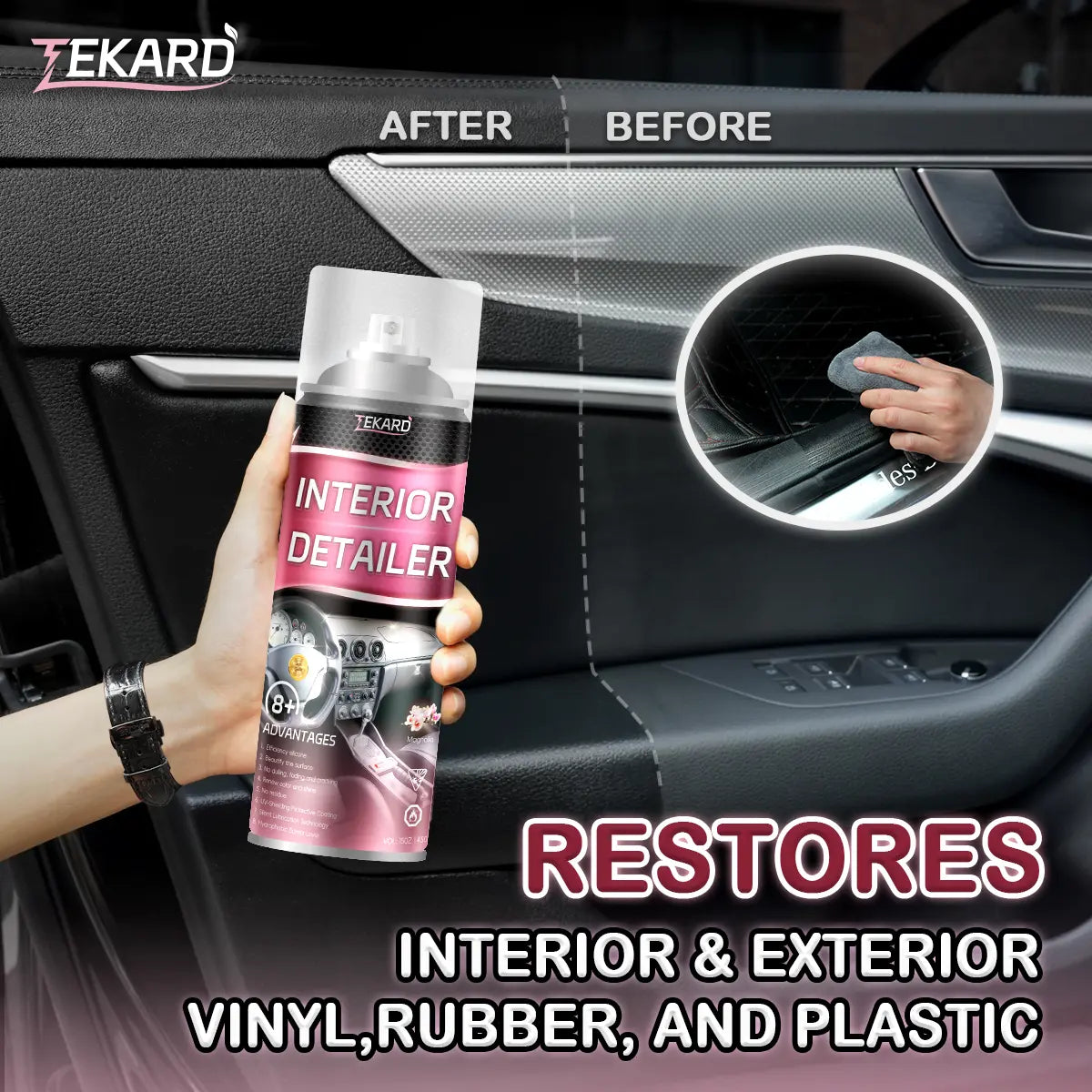 TEKARD Detailer - The Ultimate Waterless Spray Wax for Enhanced Protection of Vinyl, Rubber, and Leather Surfaces in Your Car