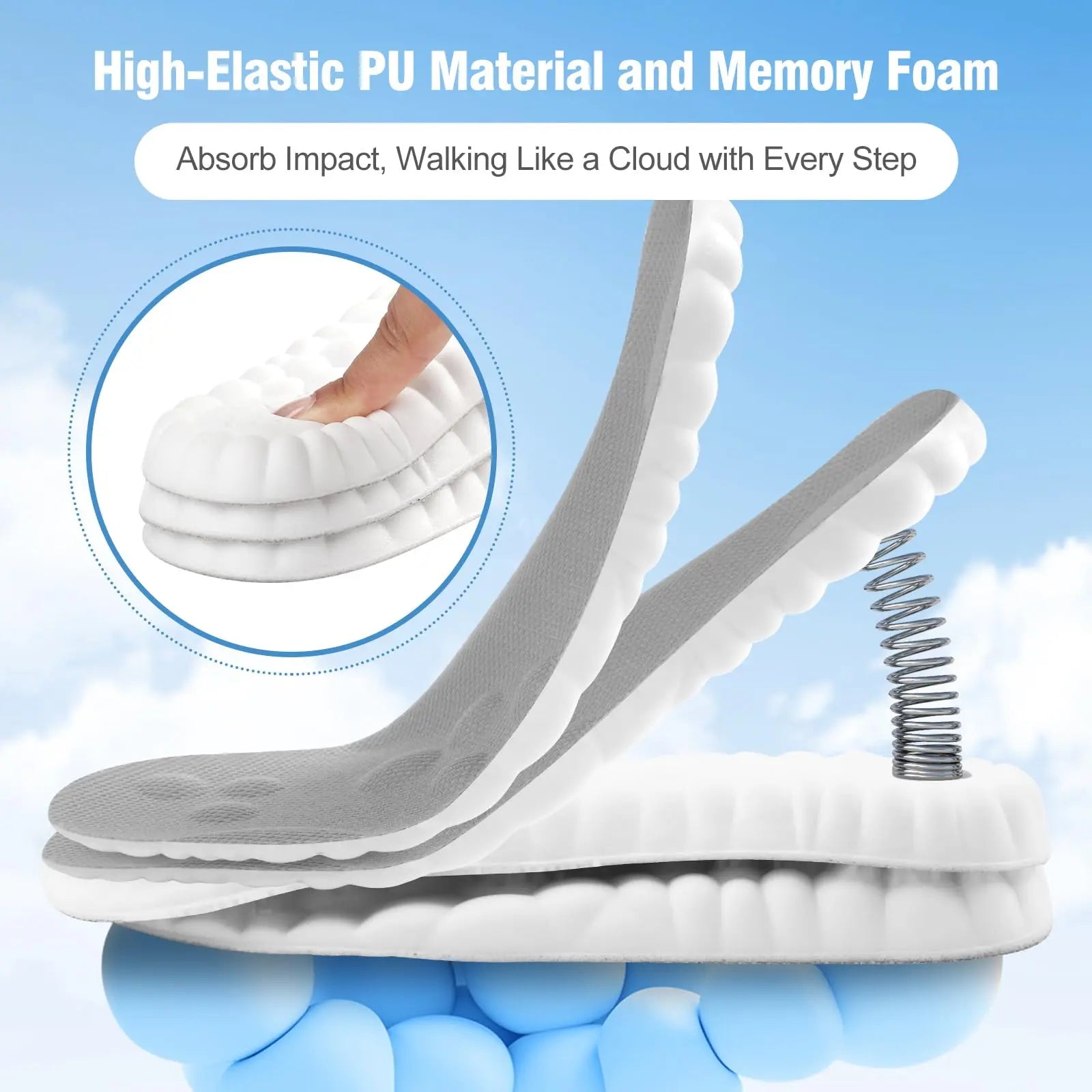 Ultimate Comfort Insoles for Men and Women - 4D Cloud Soles for Anti-Fatigue and Foot Pain Relief