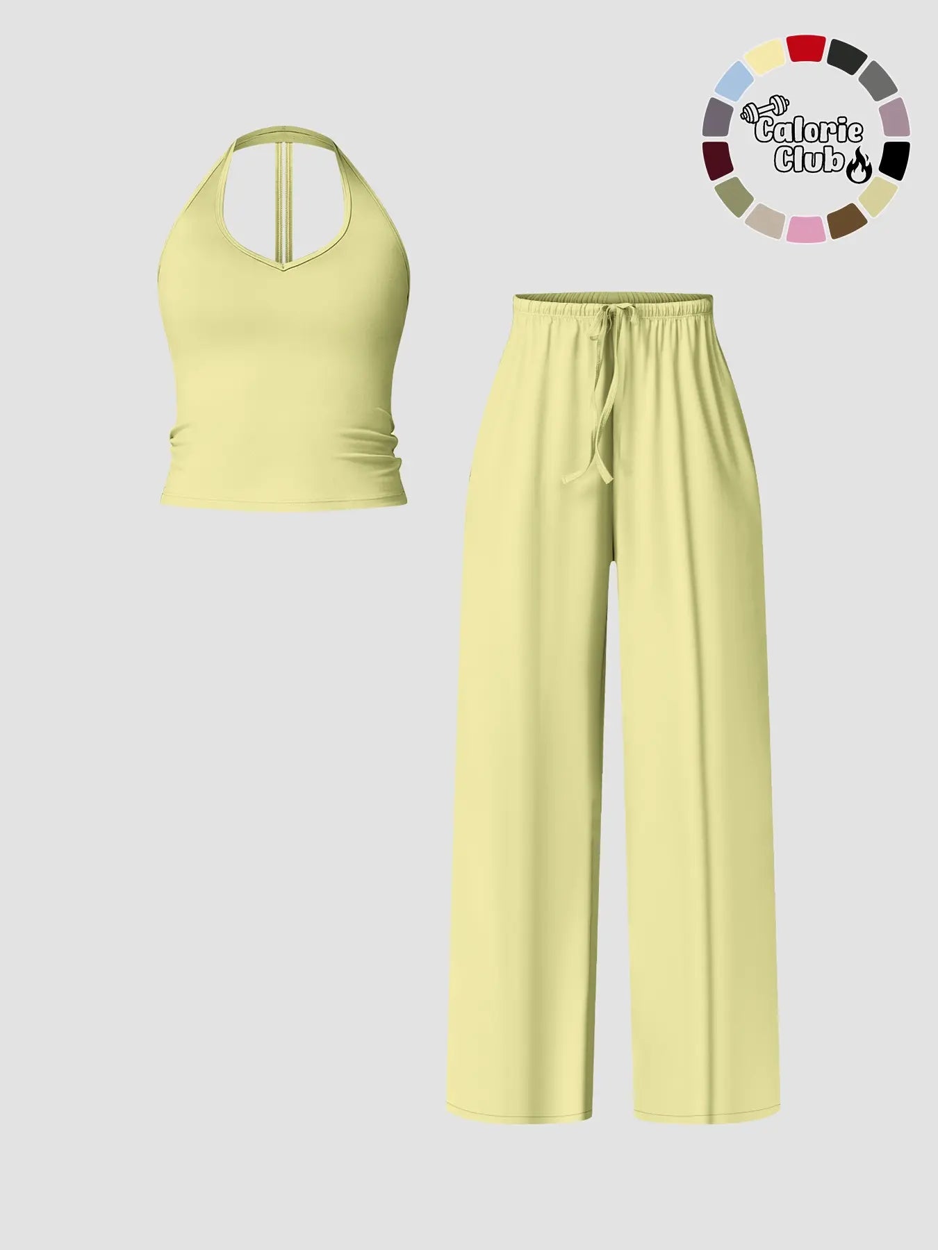 Women'S Quick-Dry Sports Tank Top, Casual High-Waisted Bell Bottoms, Comfortable Sporty, All-Season Plain Style, Sports Wear Set
