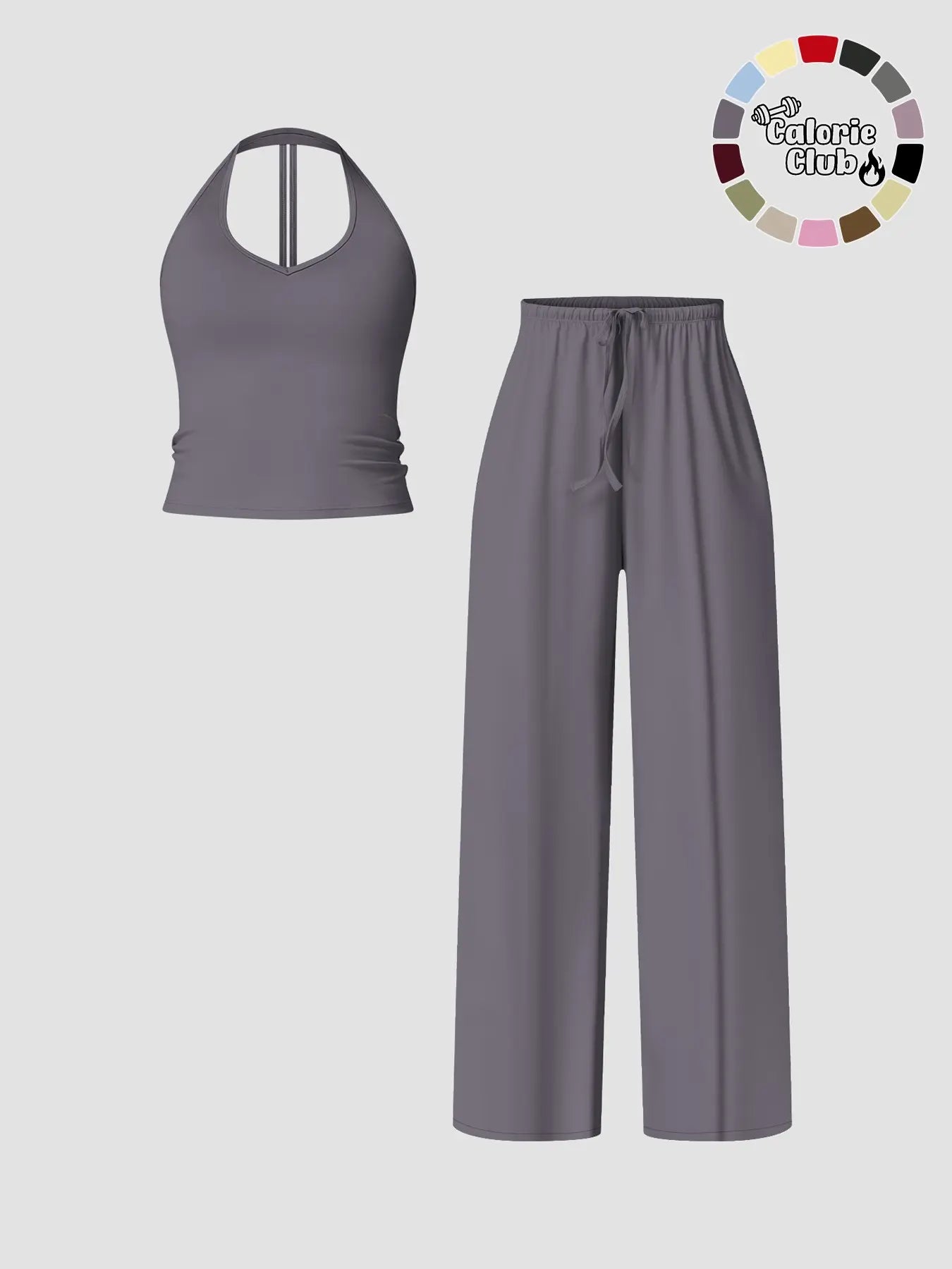 Women'S Quick-Dry Sports Tank Top, Casual High-Waisted Bell Bottoms, Comfortable Sporty, All-Season Plain Style, Sports Wear Set