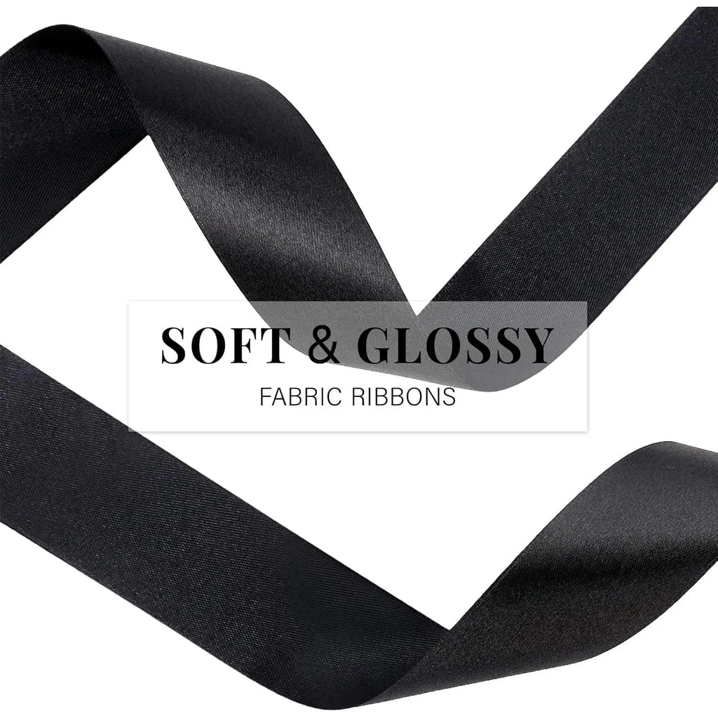 Elevate Your Crafting with 1-1/2 Inch Black Satin Ribbon - 100 Yards of Luxurious Versatility for Every Occasion
