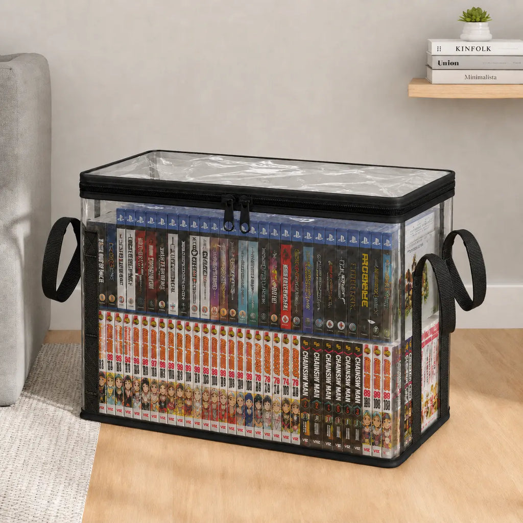 Stylish and Durable Black PVC Stuffed Animal & Doll Storage Box with Handle – The Ultimate Dustproof Toy Organizer for Every Room!